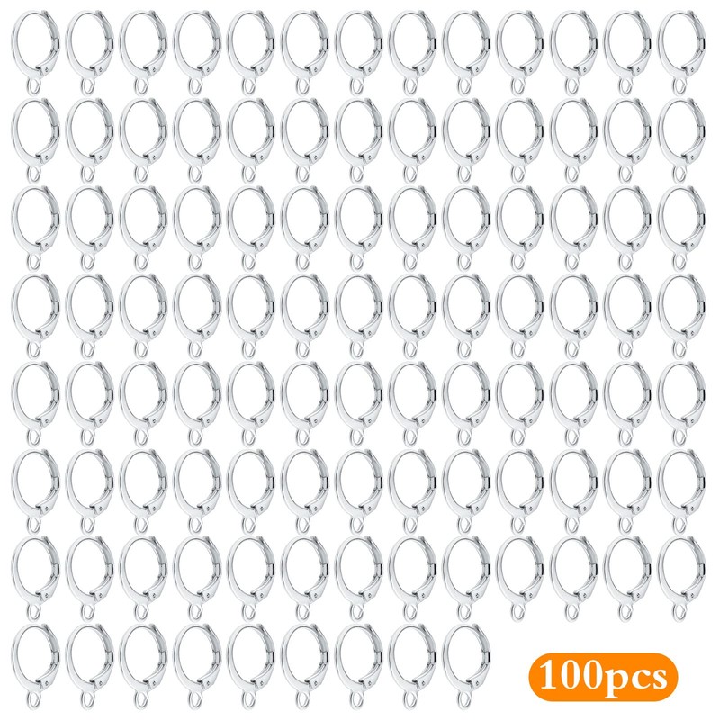 Earrings with Jump Hook,100 Pieces Round Leverback Earring Hooks Earwires
