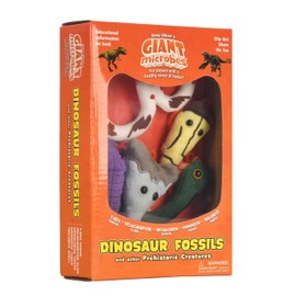 Fuzzy Fossils Dinosaur Fossils Gift Box - Learn About T. rex, Velociraptor, Megalodon, Mammoth and Trilobite with This Set of Plush Keychains, Fun Gift for Family, Friends and All Prehistoric Fans