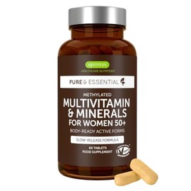 Igennus Methylated Multivitamin for Women 50+ with Calcium & Magnesium | Sustained Release & Active B-Vitamins, Bone Support, Iron-Free Formula, Antioxidant Support, Clean Label, 60 Tablets