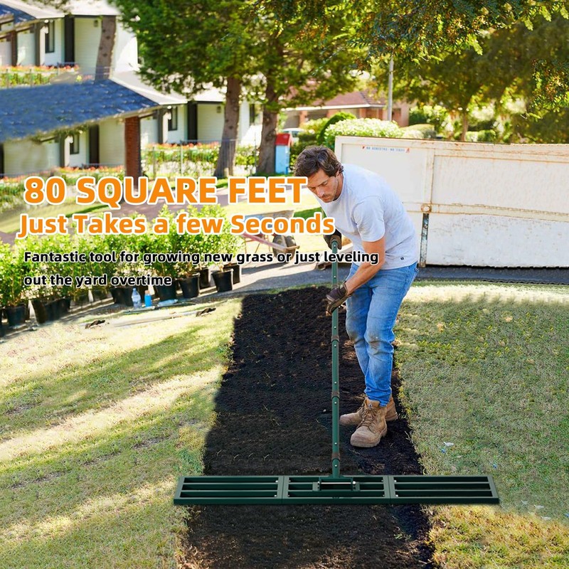 BeeOwner Lawn Leveling Rake Heavy Duty Stainless Steel Lawn Leveler