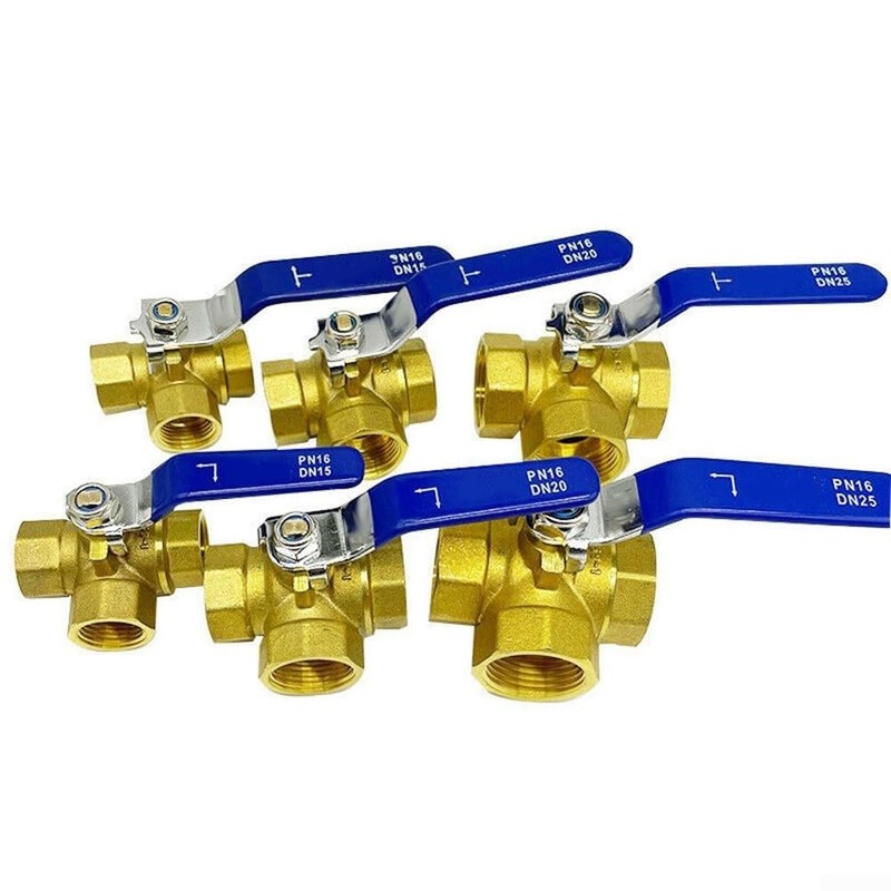 3 Way Ball Valve, DN15 1/5.1 cm Brass Female Thread