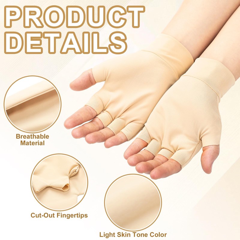 Yearntown 3 Pairs Elderly Skin Thin Protector Gloves Tone Fingerless