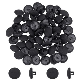 SUPERFINDINGS 80Pcs Black Satin Cloth Buttons Mushroom Fabric Covered Buttons with Plastic Shank 12mm/0.5inch Round Buttons with 1 Hole for Wedding Dress Suits DIY Sewing