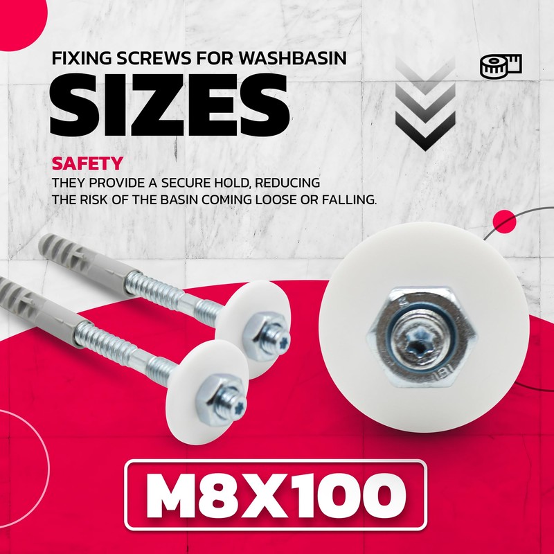 DOJA Barcelona Sink Mounting Screws M8 x 100 Pack of