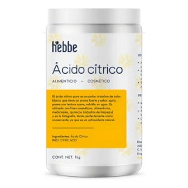 Acido Citrico puro, alimenticio y cosmético Regulador de pH Exfoliante suave Hebbe Cosmetcis  Ludika 1kg                                              
