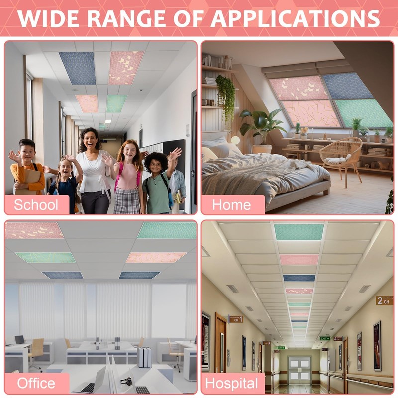 QOUBAI 8PCS Fluorescent Light Covers, 4x2 Feet Magnetic Light Cover