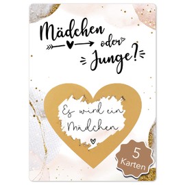 Joli Coon 5 Scratch Cards Gender Announcement, “Es wird ein Mädchen”, Gender Reveal Party, Boy or Girl