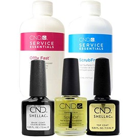 CND - Shellac Treatments Kit (Scrub 222ml, Offly Fast 222ml, Top&Base7.3ml, Solar 15ml