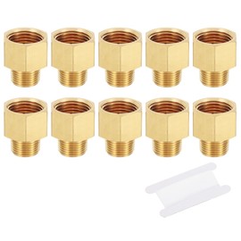 PATIKIL Brass Pipe Fittings Reducer Set, 5Pcs 1/2" NPT Female x 3/8" NPT Male Thread Brass Hex Tubing Adapter Connector Tube Adaptor Converter with PTFE Tape for Water, Air, Gas Line