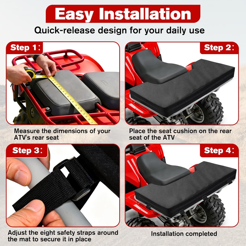 ATV Rack Pad Universal Water-Resistant Four Wheeler Rack Seat Cushion