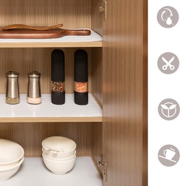 Rxemohesuoh Kitchen Cabinet Liner, Non-Adhesive Shelf Liner, 12IN x 10FT Double Sided Non-Slip Drawer Liner, Washable for Kitchen, Shoe Rack - White