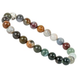 Eledoro PowerBead, Women’s Stretch Bead Bracelet, Made of 8 mm Gemstone Beads, 17 - 18 cm, gemstone, multicoloured