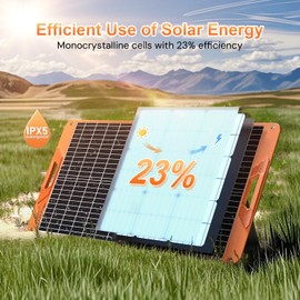 60W Portable Solar Panel for Power Station, 19.8V Foldable Solar Charger with DC/XT60/Anderson Cable & QC3.0 USB Outputs, 23% High Efficiency IP65 Waterproof 2 Kickstands for Outdoor Camping RV Trip