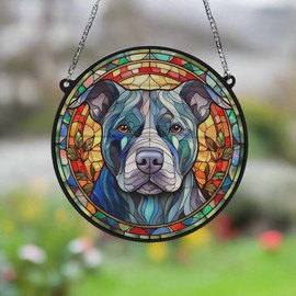 Image Industry Staffordshire Bull Terrier Stained Glass Effect Suncatcher - Garden Gift - Dog Gift - Pet Memorial (13cm)