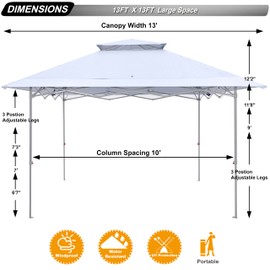 ABCCANOPY Easy Set-up 13x13 Canopy Tent 169 sq.ft Sun Shade White