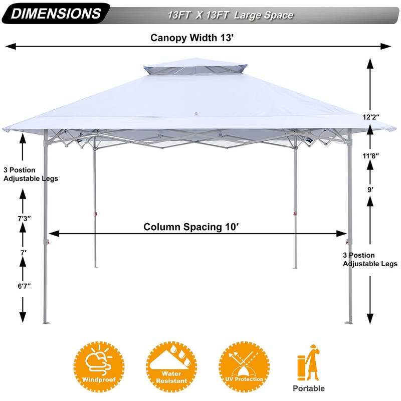 ABCCANOPY Easy Set-up 13x13 Canopy Tent 169 sq.ft Sun Shade
