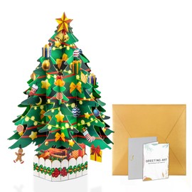 GREETING ART 3D Christmas Tree Pop Up Card, Pop Up Christmas Card, Forever Flower Bouquet 3D Popup Greeting Cards, Christmas Cards, Holiday Cards
