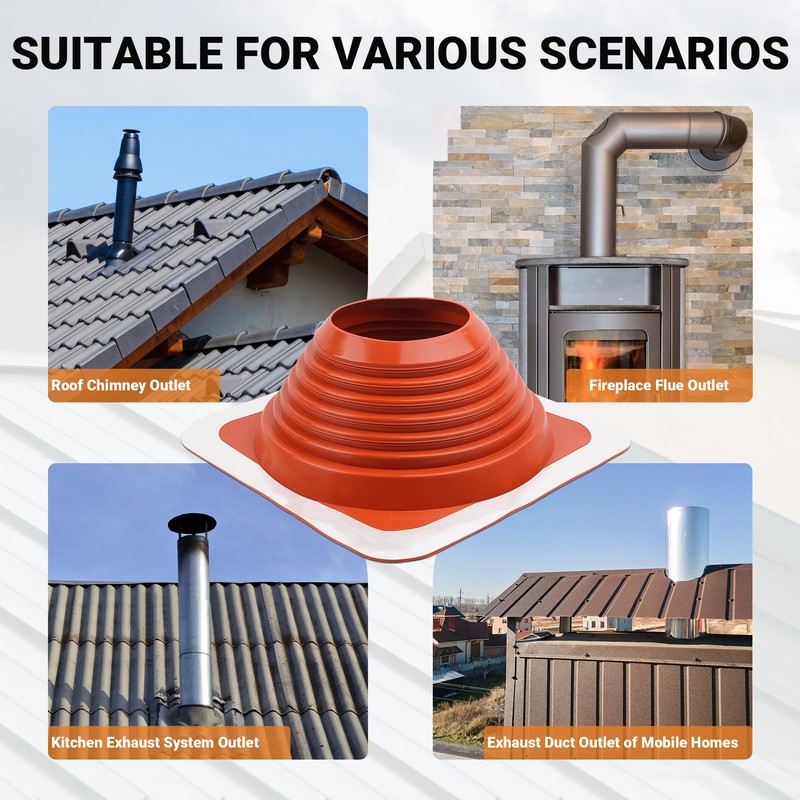 Metal Roof Pipe Flashing Boot: #7 Silicone High-Temp Flexible Roof