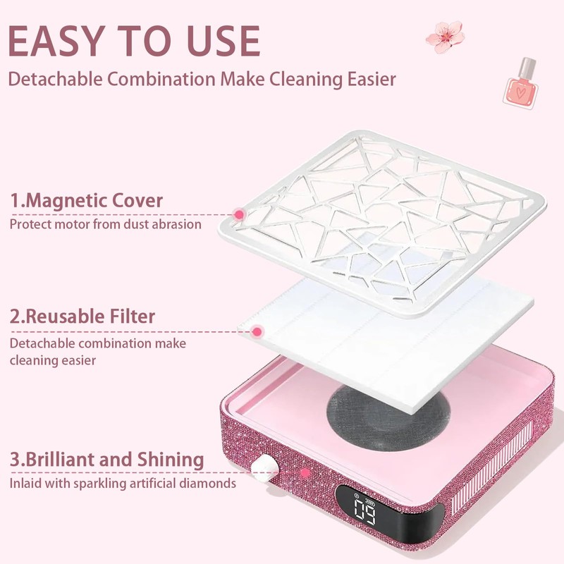 GGAIFbp Nail Dust Collector Vacuum Dust Collector Nail Tech Powerful