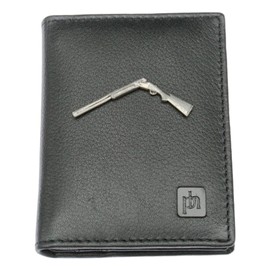 Open Shotgun Bifold Card Holder Leather Black Wallet RFID Safe 250