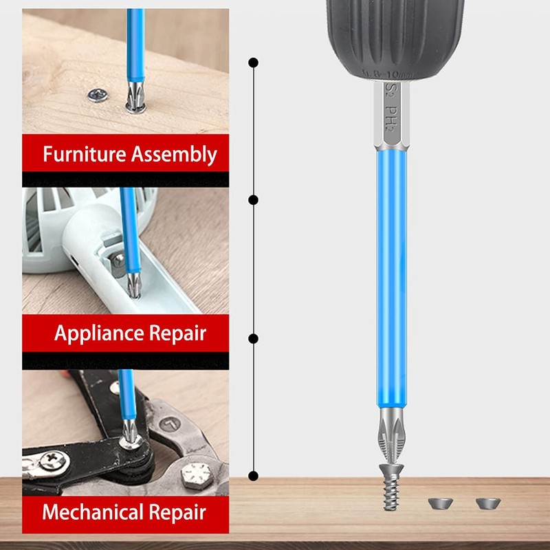 Saipor 10 Pieces 90 mm Cross Long Screwdriver Bit Set,