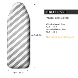 SheeChung Over The Door Ironing Board Cover 14x42 Inch,Thick Iron Covers with Fastener Straps & Pull Bungee Cord,Durable 3 Layers Scorch & Stain Resistant Padded Door Ironing Board Cover
