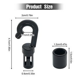 30 PCS Bungee Shock Cord Hooks Black Plastic Rope Terminal Ends Hooks Bungee Cord Ends for Water Sports Camping Accessories Cargo Net Black (Black)