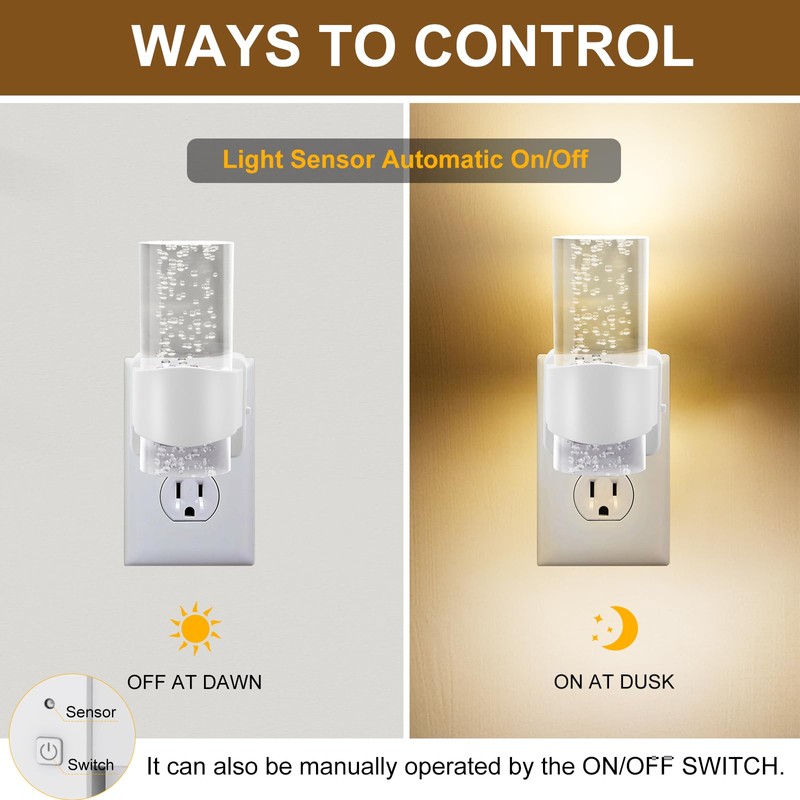 HOTEKME LED Night Light, Dimmable Night Lights Plug into Wall,