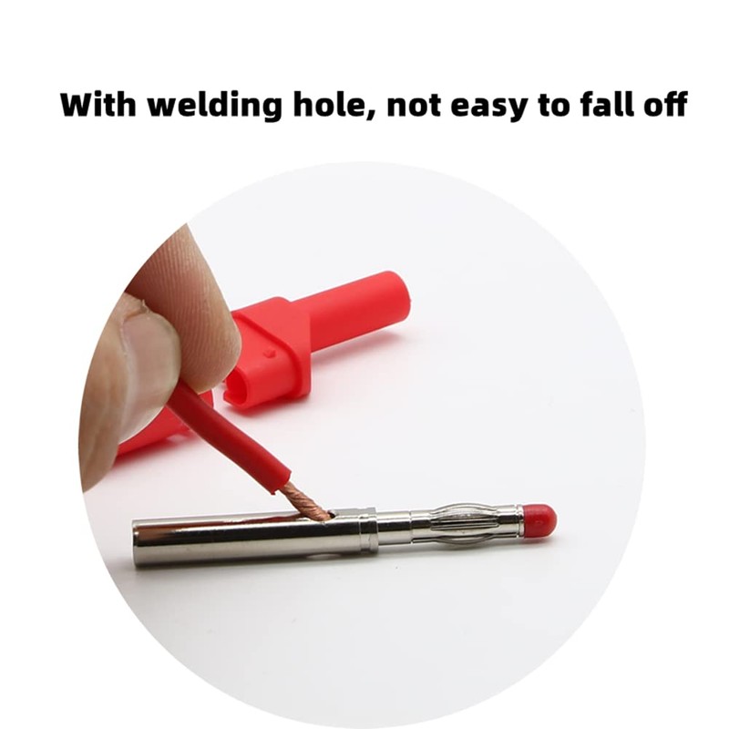 Oumefar 10Pcs 4mm Fully Insulated Stackable Banana Plug Connectors Red