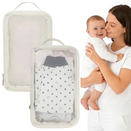 Paquete de 2 Bolsas Organizadoras de Pañales para Bebé, Impermeables y Reutilizables, Bolsa de Malla Colgante para Ropa Sucia, Pañales de Tela o Desec