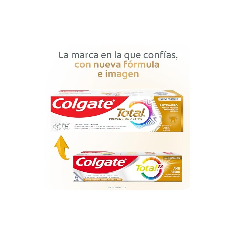 Colgate Total Antisarro, Pasta de Dientes Anticaries con Flúor, para