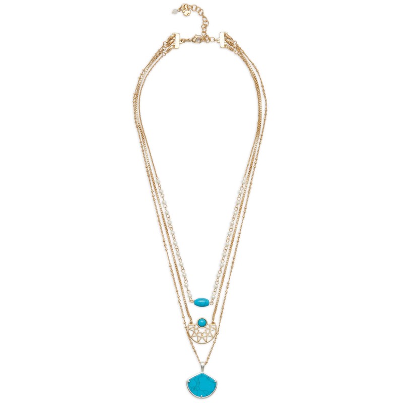 Lucky Brand Openwork Layer Necklace, Two Tone, One Size