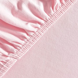 leevitex® Fitted Sheet, 140 x 200 cm to 160 x 200 cm, 100% Jersey Cotton, Mattress Height up to 25 cm, Oeko-Tex, Pink