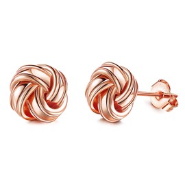 Sllaiss 925 Sterling Silver Love Knot Stud Earrings for Women 10mm Twist Solid Knot Earrings Hypoallergenic