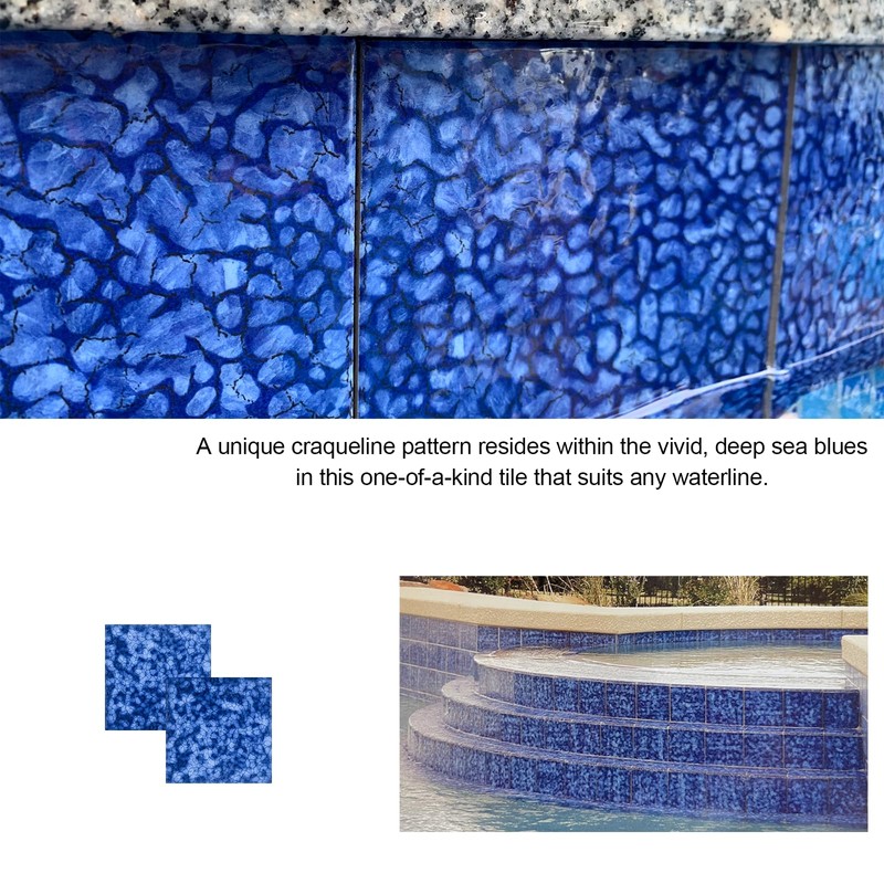 20 PCS Porcelain Swimming Pool Waterline Tile, 6" x 6"