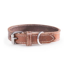 Leather Dog Collar - Robust & Elegant Leather Collar - Dog Collar for Small and Large Dogs Tom Brown (XL (48-58 cm)