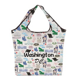 AKTAP Washington Souvenirs Gifts Washington DC Eco-Friendly Foldable Shopping Tote Bag for Groceries Washington Travel Gifts (TB, Washington F TE-HT)