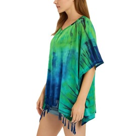 ATM Tie Dye - Blusa tipo poncho caftán tipo túnica, hecha a mano, talla grande, rosado, (Mix Navy), 4XL