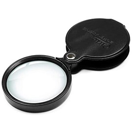 2 Pack of 10X Small Pocket Magnifier Glass, Mini Folding Magnifying Lenses with Rotating Protective Leather Sheath for Seniors Reading, Inspection, Kids for Exploration, Elders Gift, 2 3/8'' Lens Size