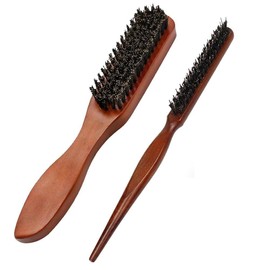 2 Cepillos Cerdas de Jabalí, Cepillo para Cabello Hombre, Cepillo de Masaje Capilar, para Cabello Grueso y Rizado, Hecho de Madera de Haya