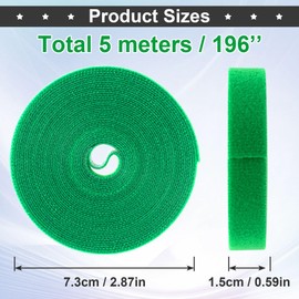 HINZIC 1 Roll Green Plant Tape 16.4 Ft × 0.57 in Multipurpose Reusable Self-Adhesive Plant Tie Supports for Vegetables Tomato Plant