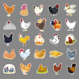 AUCEKO Pack of 50 Animal Chicken Stickers Pack Chicken Sticker Set Waterproof Vinyl Stickers for Laptop Children Cars Motorcycle Bicycle Skateboard Luggage Suitcase Computer Sticker Graffiti Decal