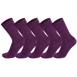 Mysocks Mens Womens Cotton Dress Purple Socks - 5 Pairs Multipack Breathable Seamless Toe Crew Socks - Lightweight Comfortable Plain Casual Top Purple Socks,7-11