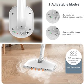 6-in-1 Steam Mop, 1200W Rotated Steam Cleaner for Home, 2 Modes, 400ML Removable Tank, 23FT Cord, 2 Washable Pads, Multi-Surface Steamer for Hard Floor, Laminate Floor, Tiles Cleaning (Pearl White)