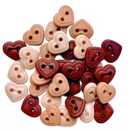 Shelly's Buttons and More Heart Buttons - Tan Brown Doll- Quilt Sewing  2 hole Buttons- Shelly's Buttons