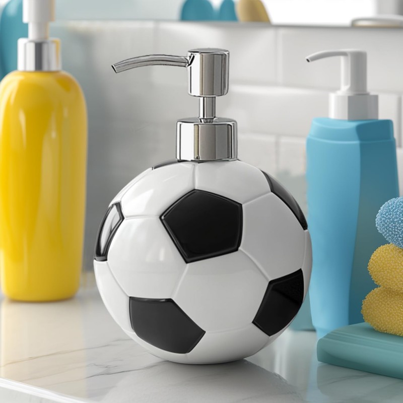 SOCOSY Ceramic Football Soap Dispenser, Hand Soap Dispenser with Pump,