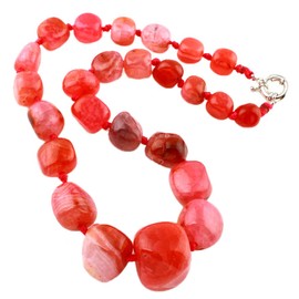 Handmade Gemstone Bead Necklace for Women | Eye-catching Natural Agate Gemstone Necklace in Pink, Pearl, Agate