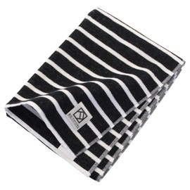Senshu Towel Face Towel, Twin, Simple Style, Large, Sports, Quick Drying, Thin, Border, Black, White, Approx. 13.8 x 39.4 inches (35 x 100 cm)