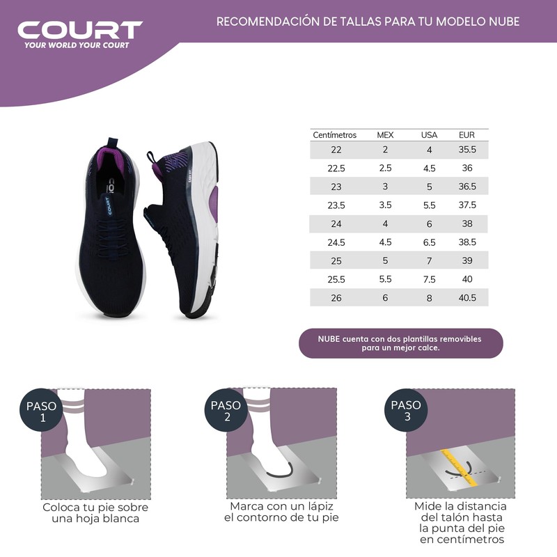 COURT Nube | 1106J/MM 26 Tenis para Mujer Ultra Confort,
