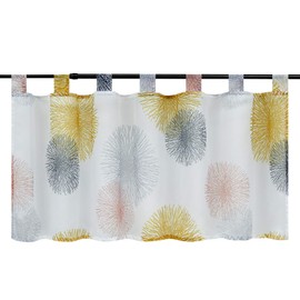 ESLIR Net Curtain Kitchen Bistro Curtain Modern Curtains Transparent Short Curtain with Loops Curtains Voile Yellow H x W 45 x 120 cm Pack of 1